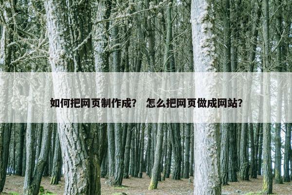如何把网页制作成？ 怎么把网页做成网站？