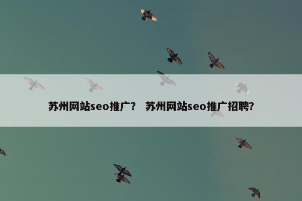 苏州网站seo推广？ 苏州网站seo推广招聘？
