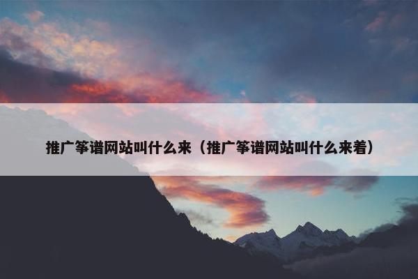 推广筝谱网站叫什么来（推广筝谱网站叫什么来着）