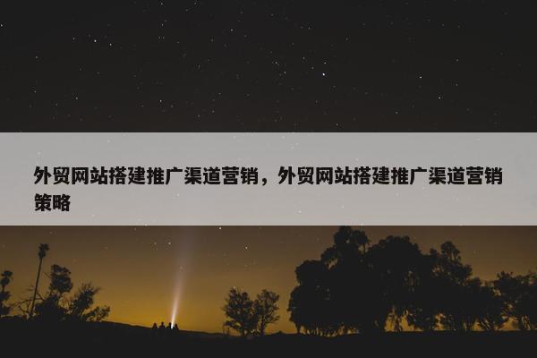 外贸网站搭建推广渠道营销，外贸网站搭建推广渠道营销策略