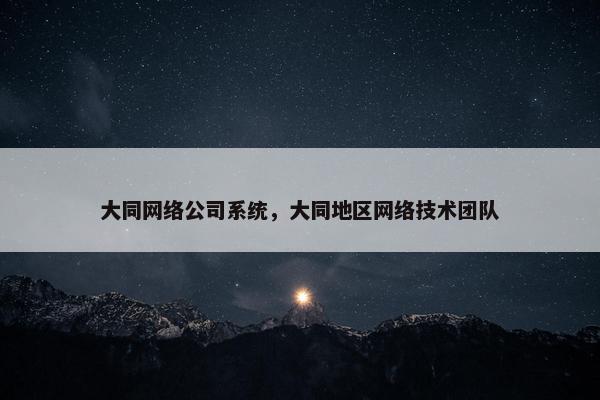 大同网络公司系统，大同地区网络技术团队