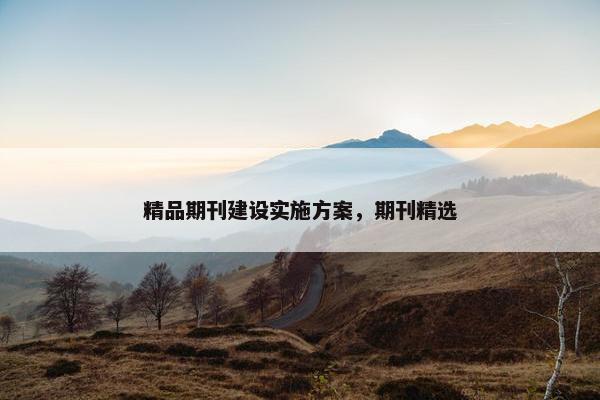 精品期刊建设实施方案，期刊精选