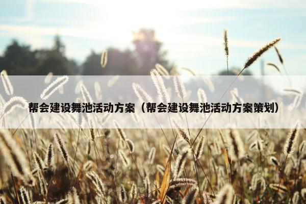 帮会建设舞池活动方案（帮会建设舞池活动方案策划）