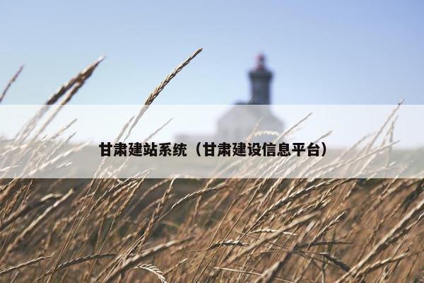 甘肃建站系统（甘肃建设信息平台）