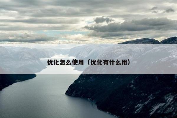 优化怎么使用（优化有什么用）