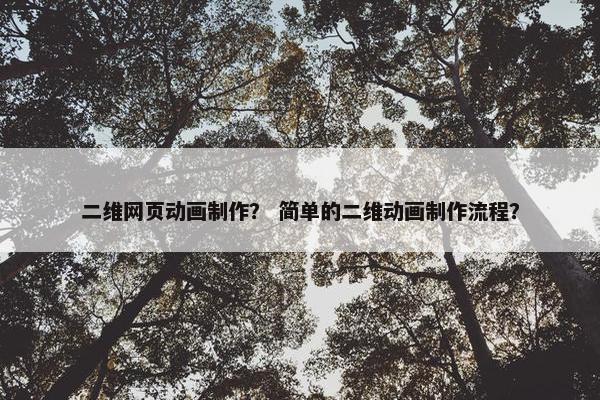 二维网页动画制作？ 简单的二维动画制作流程？