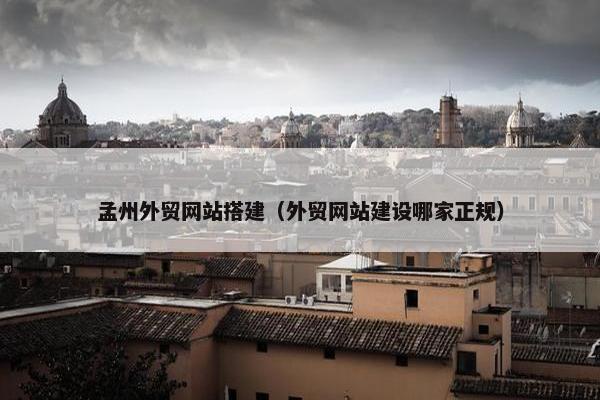 孟州外贸网站搭建（外贸网站建设哪家正规）