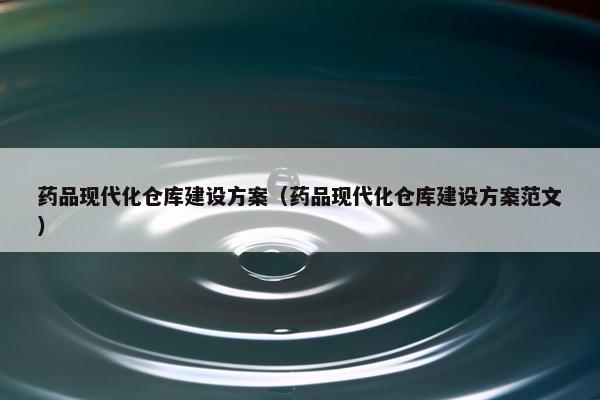 药品现代化仓库建设方案（药品现代化仓库建设方案范文）