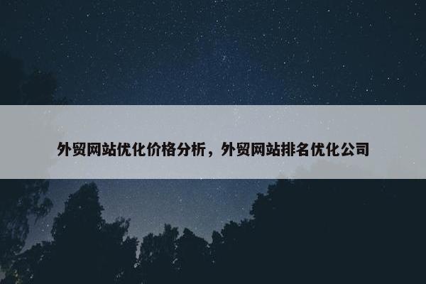 外贸网站优化价格分析，外贸网站排名优化公司
