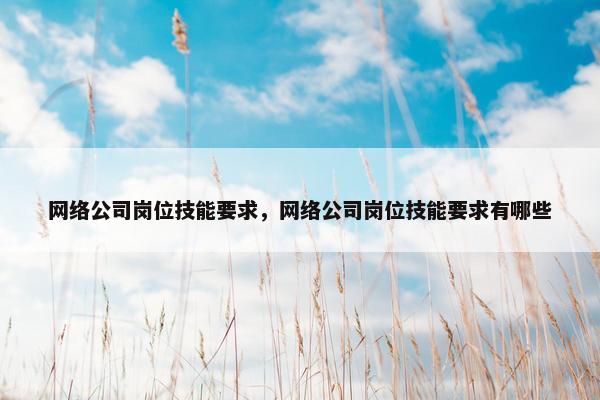 网络公司岗位技能要求，网络公司岗位技能要求有哪些