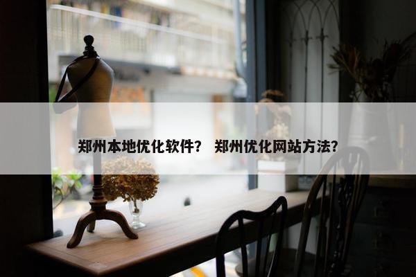 郑州本地优化软件？ 郑州优化网站方法？