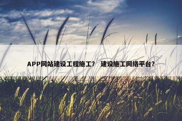 APP网站建设工程施工？ 建设施工网络平台？