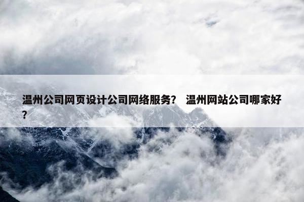 温州公司网页设计公司网络服务？ 温州网站公司哪家好？