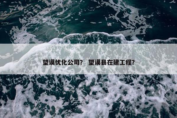 望谟优化公司？ 望谟县在建工程？