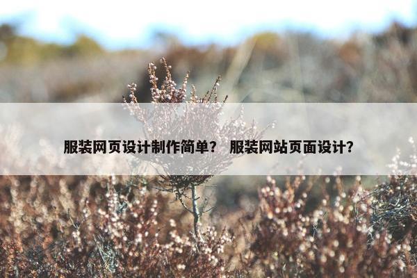 服装网页设计制作简单？ 服装网站页面设计？