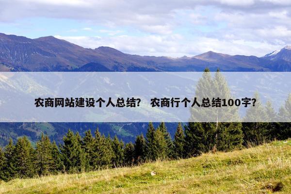 农商网站建设个人总结？ 农商行个人总结100字？