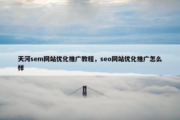 天河sem网站优化推广教程，seo网站优化推广怎么样