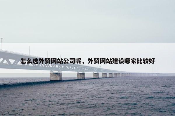 怎么选外贸网站公司呢，外贸网站建设哪家比较好