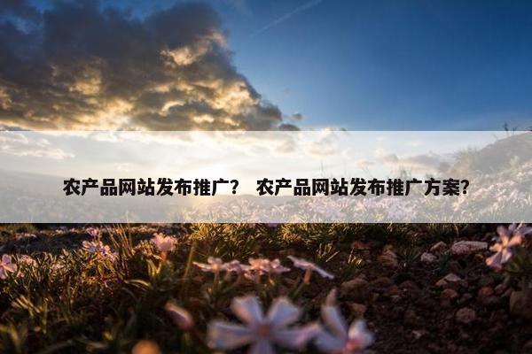 农产品网站发布推广？ 农产品网站发布推广方案？