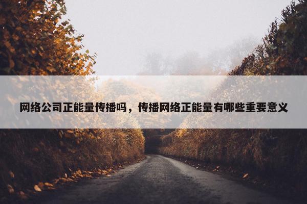 网络公司正能量传播吗，传播网络正能量有哪些重要意义