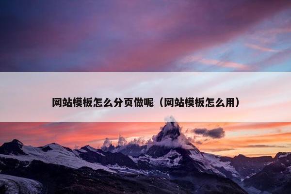 网站模板怎么分页做呢（网站模板怎么用）