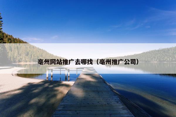 亳州网站推广去哪找（亳州推广公司）