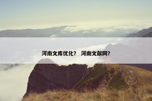 河南文库优化？ 河南文献网？