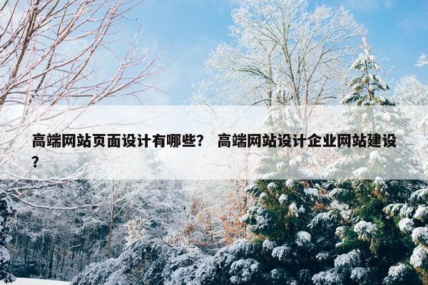 高端网站页面设计有哪些？ 高端网站设计企业网站建设？