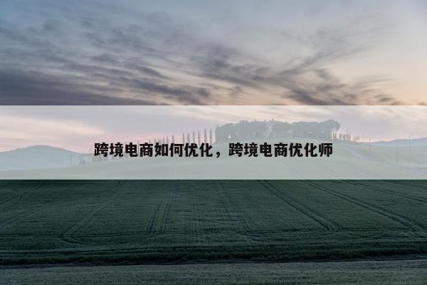 跨境电商如何优化，跨境电商优化师