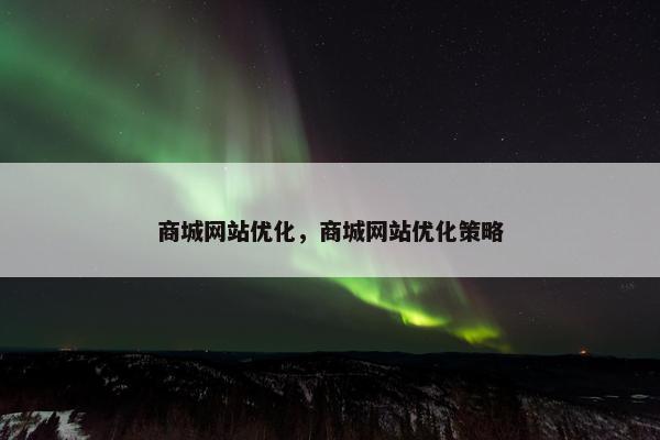 商城网站优化，商城网站优化策略