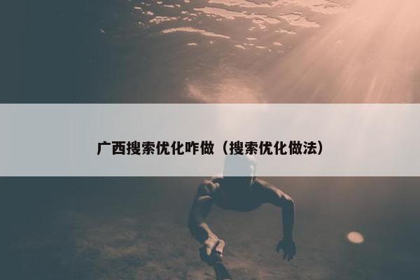 广西搜索优化咋做（搜索优化做法）