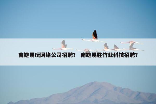南雄易玩网络公司招聘？ 南雄易胜竹业科技招聘？