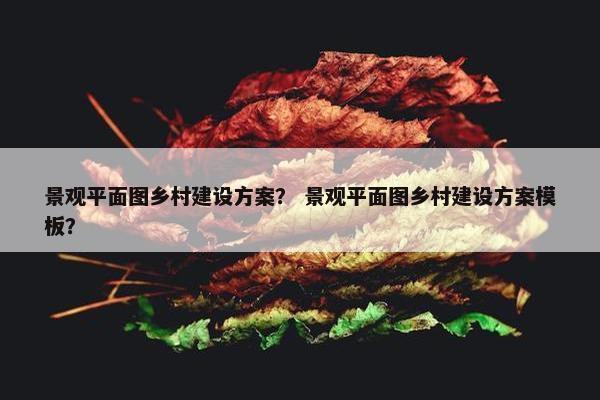 景观平面图乡村建设方案？ 景观平面图乡村建设方案模板？